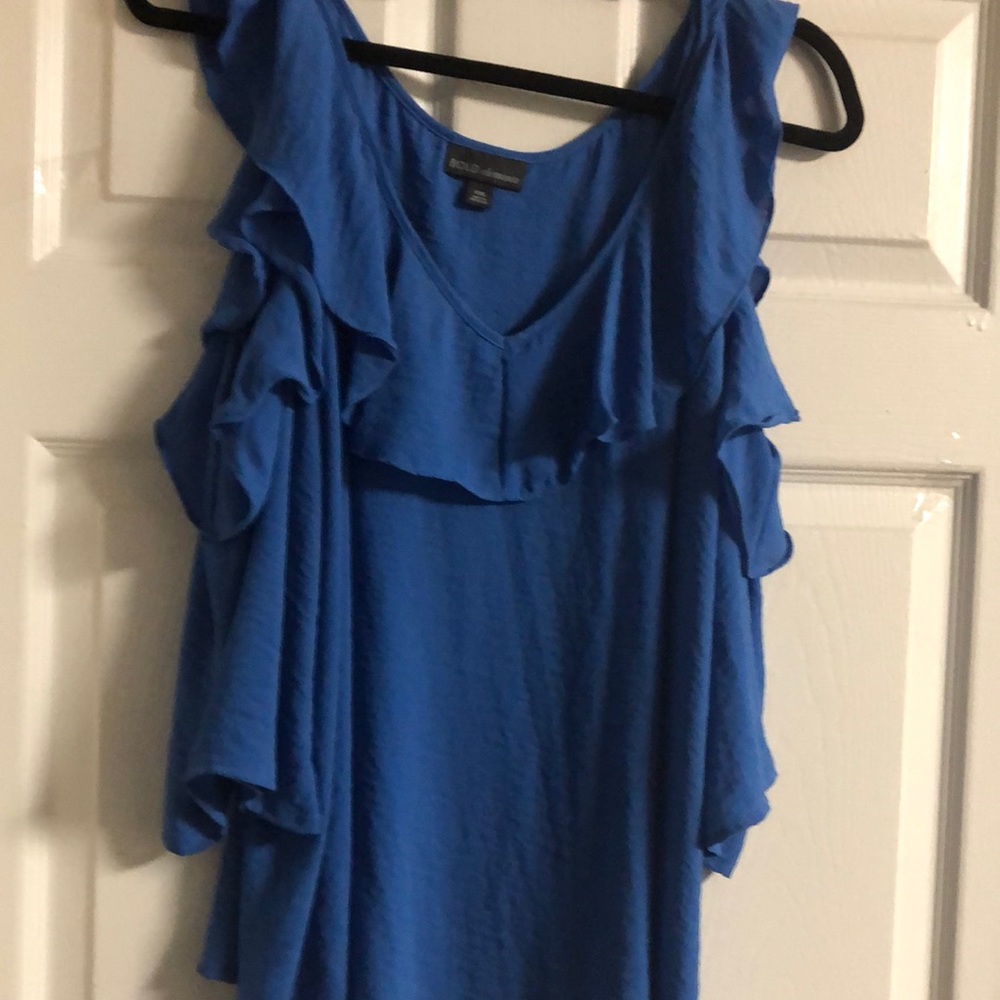 Colder Shoulder Bold Elements Light Light Blue Cap Sleeve Blouse JCPENNY Brand